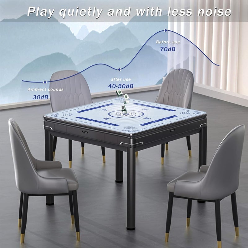 2F22E Mahjong Mat, Noise Reduction Non-Slip Mahjong Mat for Table, 32.4 * 32.4 Inch Mahjong Table Mat for Poker, Board Games Table Mat, Card Games, Tile Games, Dominoes(Sky Blue) - Image 3
